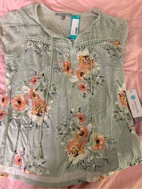 Stitch Fix Daniel Rainn Mint Green Floral Tassel Blouse